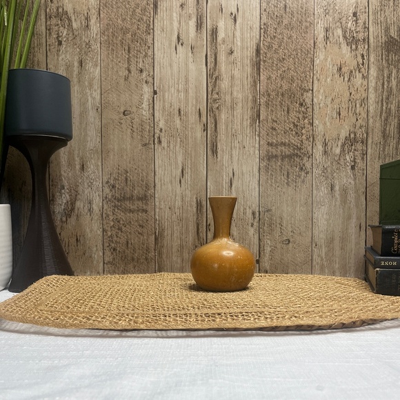 None Other - Vintage Small Bud Vase Brown Stoneware Rustic Minimalist Boho Decor